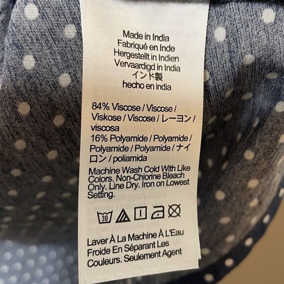 MADEWELL Mini Dress Women 0 Blue Polka Dot Ruffle NEW Puff Sleeve NP106 - Picture 15 of 16